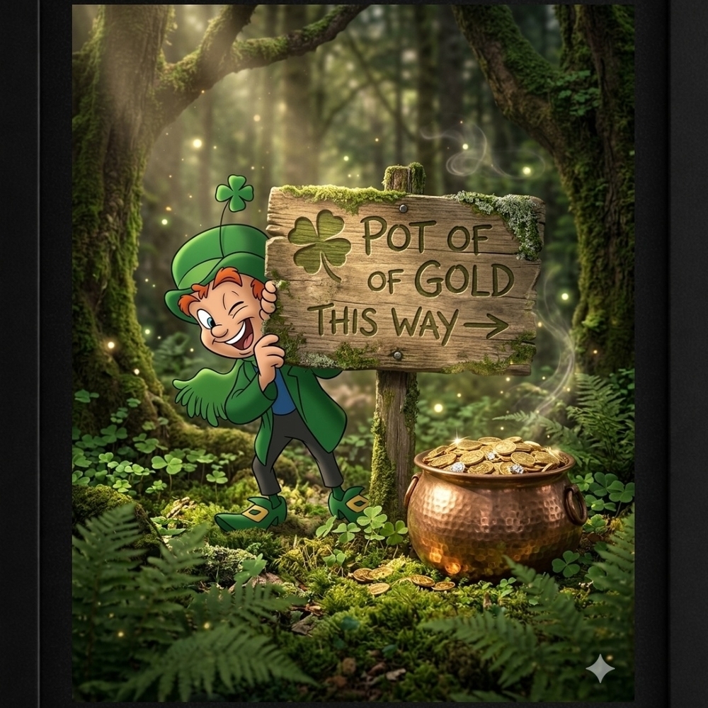 A.I. Leprechaun Art Print In A Glass Front Frame 8x10
